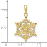 10k Yellow Gold Snowflake Pendant with Intricate Winter Motif, Nature-Inspired Design