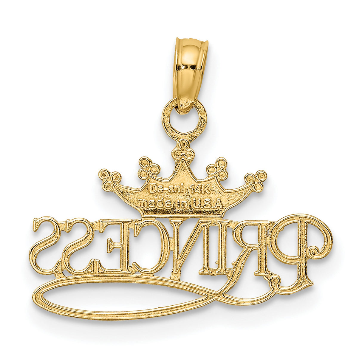 10k Multi-Tone Gold Princess Crown Pendant, Royalty-Inspired Charm for Women and Teens
