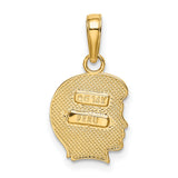 10k Yellow Gold Pendant, Boy Profile Silhouette Charm, Minimalist Family Keepsake Jewelry