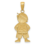 10k Multi-Tone Gold Boy Pendant with Toy Car, Boy in Overalls Charm