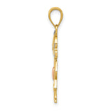 10k Two-Tone Gold Girl Pendant with Rose Gold Heart and White Gold Hair Bows