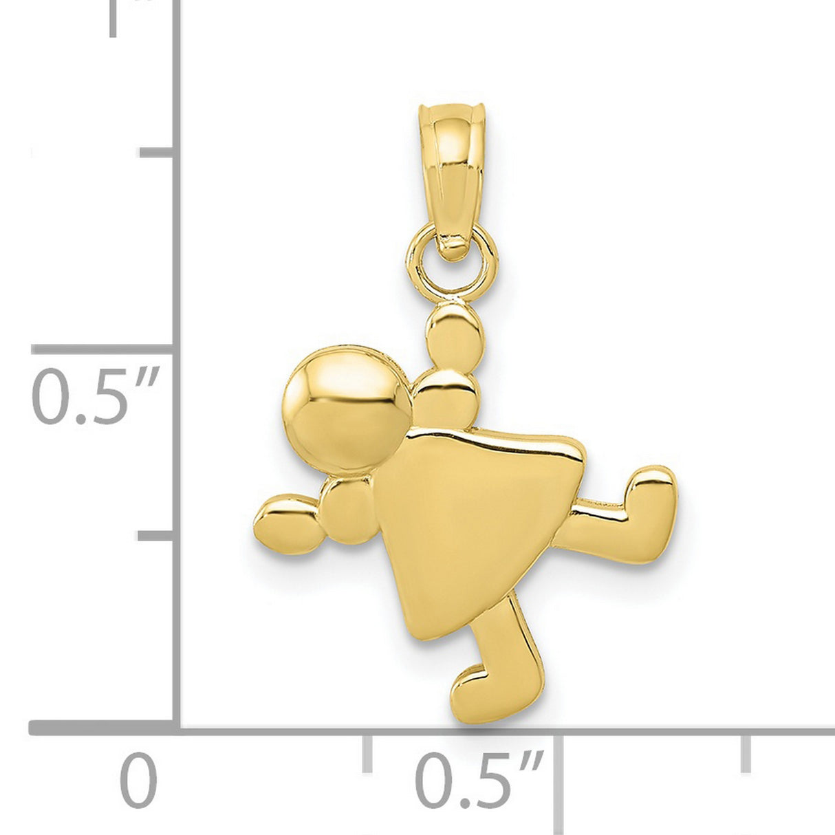 10k Yellow Gold Girl Charm Pendant with Dress Silhouette, Family Symbol for Women or Mothers