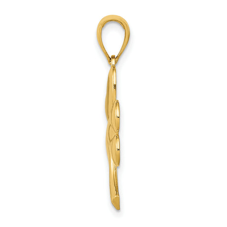 10k Yellow Gold Shamrock Pendant, Polished Three-Leaf Clover Charm, Irish Celtic Symbol for Women