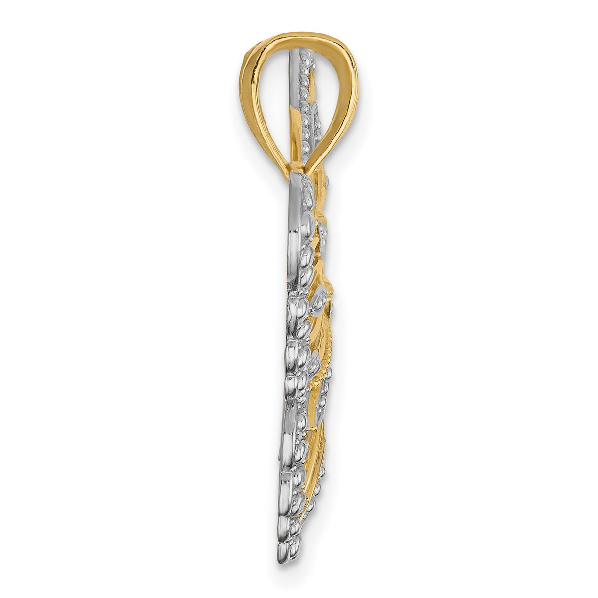 10k Multi-Tone Gold Butterfly Pendant with Rhodium Detailing, Nature-Inspired Design for Women