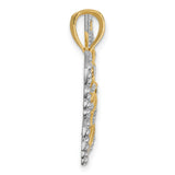 10k Multi-Tone Gold Butterfly Pendant with Rhodium Detailing, Nature-Inspired Design for Women