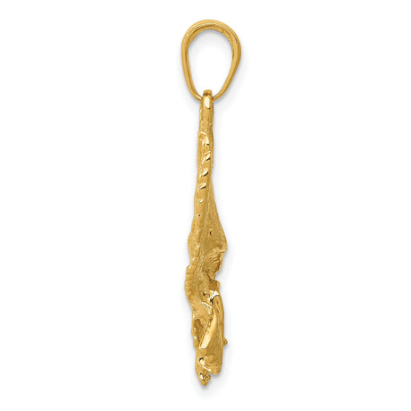 10k Yellow Gold Eagle Pendant with Outstretched Wings, Patriotic Soaring Bird Design for Men