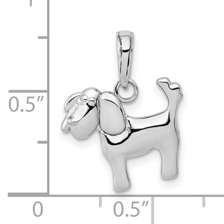 10k White Gold Dog Pendant, Cartoon Beagle Charm, Animal Lover Jewelry for Women