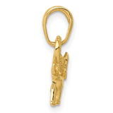 10k Yellow Gold Elephant Pendant with Raised Trunk, Symbol of Good Luck and Strength
