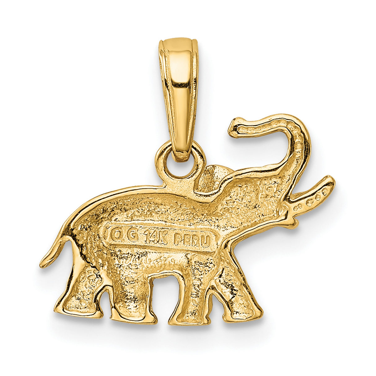 10k Yellow Gold Elephant Pendant with Raised Trunk, Symbol of Good Luck and Strength