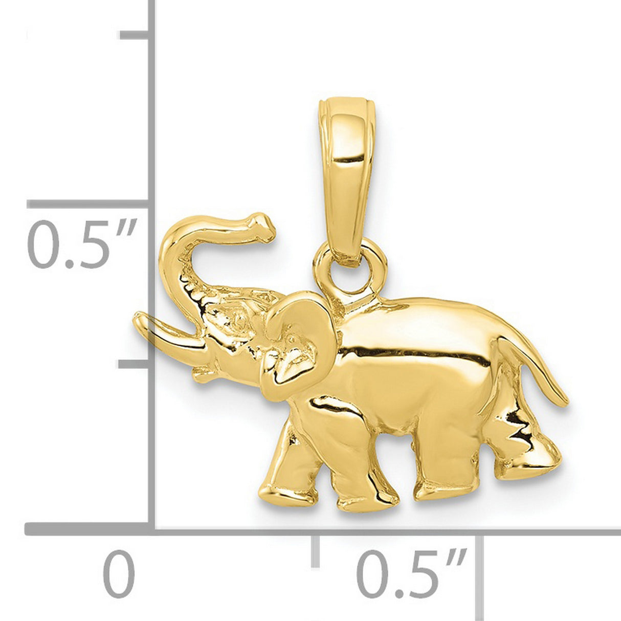 10k Yellow Gold Elephant Pendant with Raised Trunk, Symbol of Good Luck and Strength