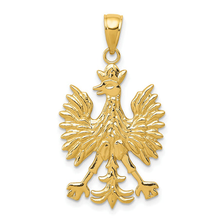 10k Yellow Gold Polish Eagle Pendant, Crowned National Emblem, Polish Heritage Jewelry
