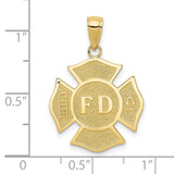 10k Yellow Gold Firefighter Pendant with Maltese Cross, FD Letters, and Fire Department Symbols