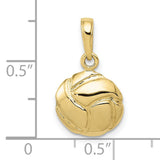 10k Yellow Gold Volleyball Pendant, 3D Polished Sports Charm, Unisex Athletic Jewelry