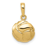 10k Yellow Gold Volleyball Pendant, 3D Polished Sports Charm, Unisex Athletic Jewelry