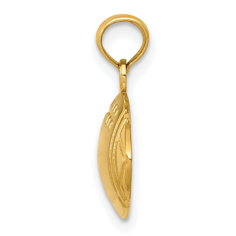 10k Yellow Gold Football Pendant, American Football Charm, Sports Jewelry for Men or Unisex