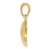 10k Yellow Gold Football Pendant, Textured Oval Sports Charm for Men or Unisex Wear