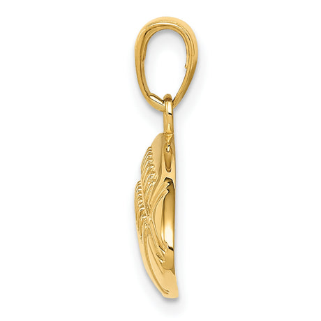 10k Yellow Gold Football Pendant, Textured Oval Sports Charm for Men or Unisex Wear