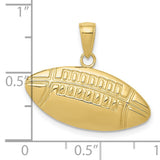 10k Yellow Gold Football Pendant, Textured Oval Sports Charm for Men or Unisex Wear