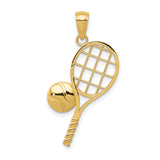 10k Yellow Gold Tennis Racket Pendant with Ball Detail, Sports Charm for Athletes and Fans
