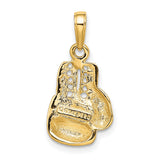 10k Yellow Gold Boxing Glove Pendant with Detailed Lacing, Sports Jewelry for Athletes and Fighters