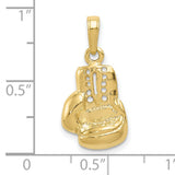 10k Yellow Gold Boxing Glove Pendant with Detailed Lacing, Sports Jewelry for Athletes and Fighters