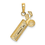 10k Yellow Gold Golf Bag Pendant with Dimpled Ball and Clubs Design