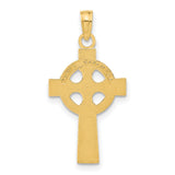 10k Yellow Gold Celtic Iona High Cross Pendant with Halo and Rune Design