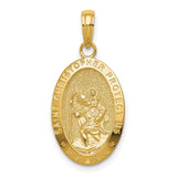 Saint Christopher Medal Charm Pendant in Real 10k Yellow Gold