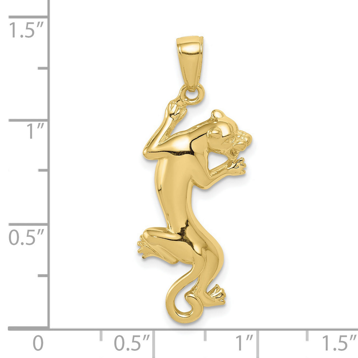 10k Yellow Gold Panther Pendant with Sculpted Feline Design for Men or Unisex