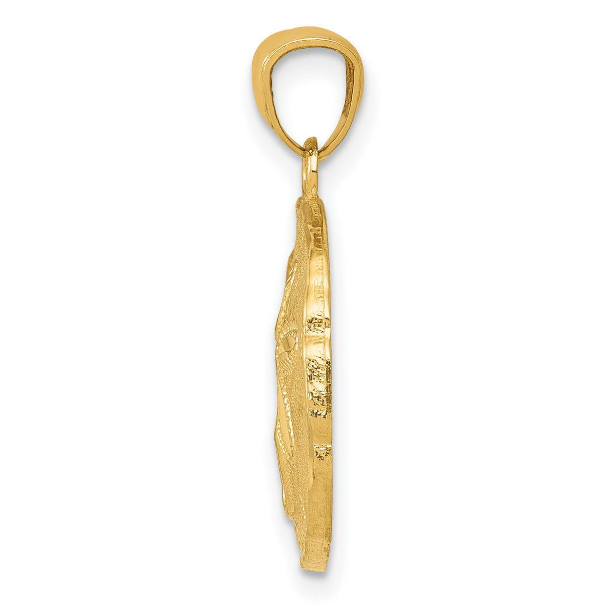 10k Yellow Gold Pendant, Sand Dollar Design, Ocean-Inspired Coastal Beach Jewelry for Women