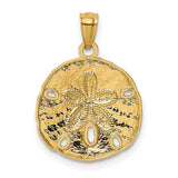 10k Yellow Gold Pendant, Sand Dollar Design, Ocean-Inspired Coastal Beach Jewelry for Women
