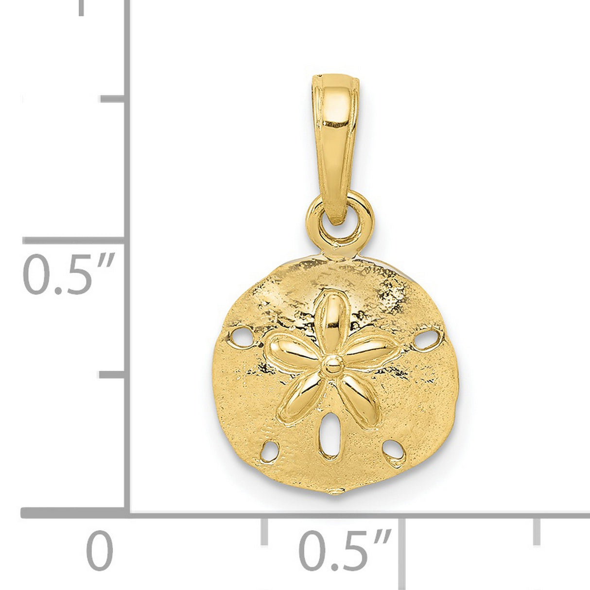 10k Yellow Gold Sand Dollar Pendant, Nautical Ocean Jewelry with Sea Life Design for Women