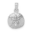 10k White Gold Sand Dollar Pendant with Textured Finish and Star Design