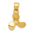 10k Yellow Gold Propeller Pendant, Movable Nautical Boat Charm for Men and Unisex Wear
