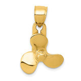 10k Yellow Gold Propeller Pendant, Movable Nautical Boat Charm for Men and Unisex Wear