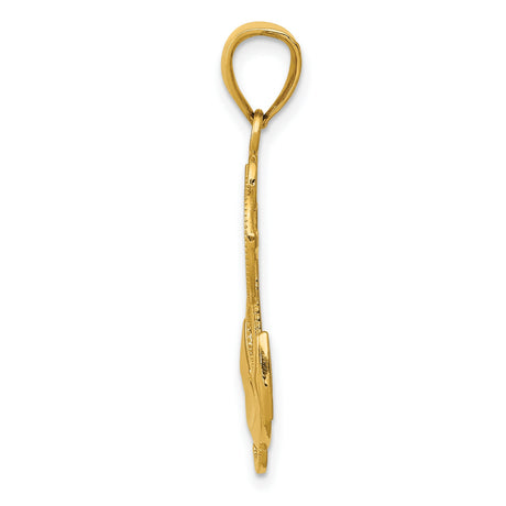 10k Yellow Gold Caduceus Anchor Pendant with Snake Medical Symbol for Nurses or Medics