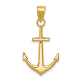 10k Yellow Gold Anchor Pendant, Nautical Charm Symbolizing Hope and Strength, Unisex Christian Jewelry