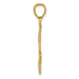 10k Yellow Gold Anchor Pendant with Rope Detail, Nautical Christian Jewelry