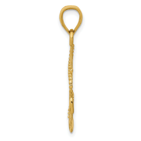 10k Yellow Gold Anchor Pendant with Rope Detail, Nautical Christian Jewelry