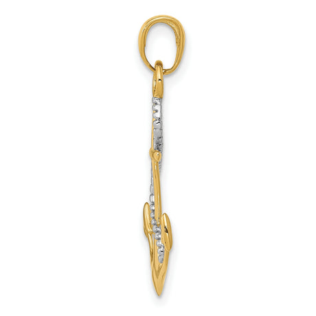 10k Multi-Tone Gold Anchor Pendant with Twisted Rope Design, Nautical Symbol for Men