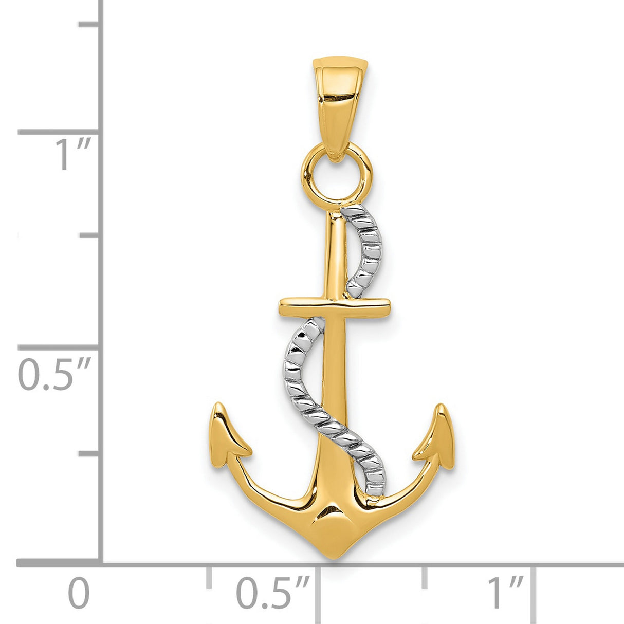 10k Multi-Tone Gold Anchor Pendant with Twisted Rope Design, Nautical Symbol for Men