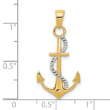 10k Multi-Tone Gold Anchor Pendant with Twisted Rope Design, Nautical Symbol for Men