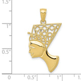 10k Yellow Gold Nefertiti Pendant with Openwork Crown, Afrocentric Cultural Jewelry