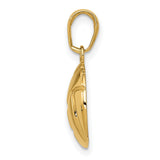 10k Yellow Gold Volleyball Pendant, Polished Sports Charm with Teamwork Ball Design