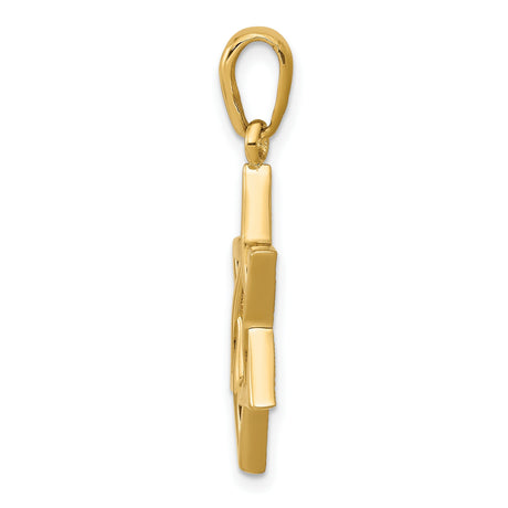 10k Yellow Gold Star of David Pendant, Polished Openwork Jewish Charm, Unisex Religious Jewelry