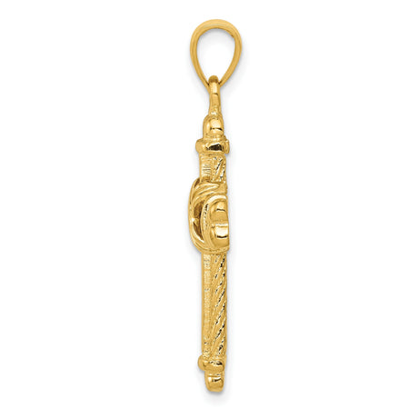 10k Yellow Gold Cross Pendant with Braided Rope Design and Textured Detail for Men and Women