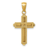 10k Yellow Gold Cross Pendant with Beveled Stick Design and Framed Minimalist Style