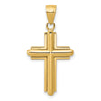 10k Yellow Gold Cross Pendant with Beveled Stick Design and Framed Minimalist Style