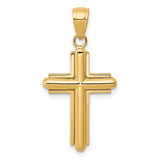 10k Yellow Gold Cross Pendant with Beveled Stick Design and Framed Minimalist Style