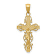 10k Yellow Gold Crucifix Pendant with Sculpted Christ and Filigree Accents